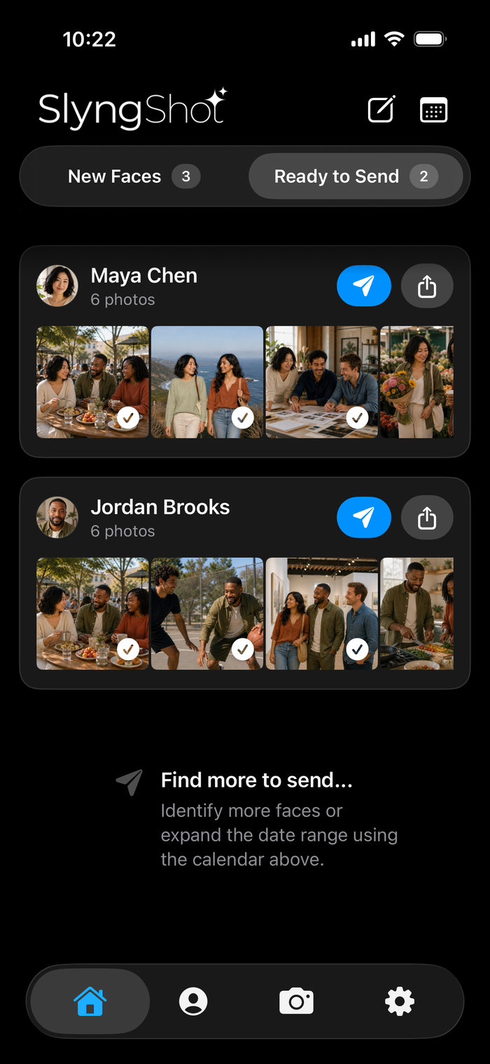 SlyngShot prepares personalized photo packs for Maya and Jordan